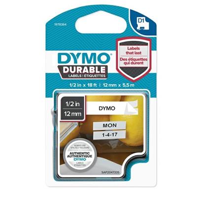 Nastro Dymo D1 Durable 12mm x 5.5mt nero/bianco