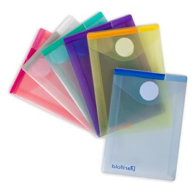 SET 6 BUSTE PP CON VELCRO F.TO VERTICALI 8X11.5CM COLORI ASSORTI