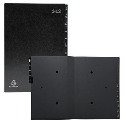 Classificatore numerico 1-12 Ordonator per A4 nero 25x33cm Exaco