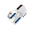 Adattatore con spina 10A verticale - 2 Prese bipasso 10/16A + 1