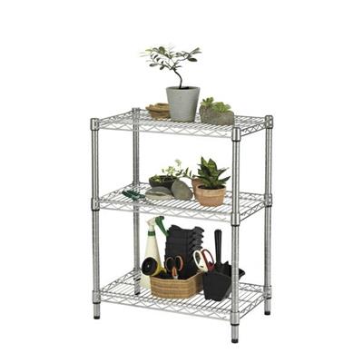 Scaffale 3 ripiani acciaio cromato 36x60cm - H75cm kit Archimede