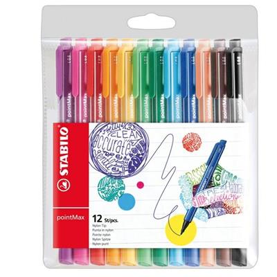 Astuccio 12 pennarelli Point Max punta 0,8mm colori assortiti St