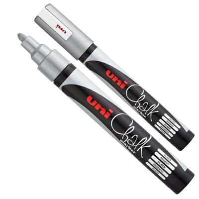Marcatore a gesso liquido UNI CHALK p.tonda argento UNI MITSUBIS