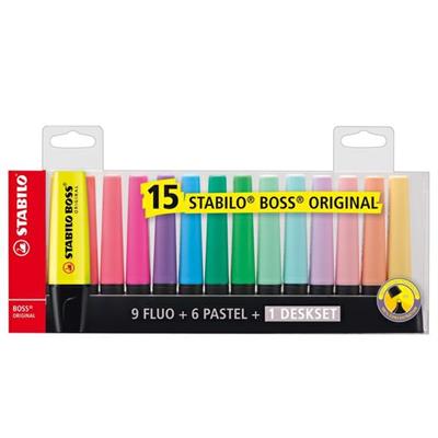 Astuccio 15 stabilo boss evidenziatori original set scrivania