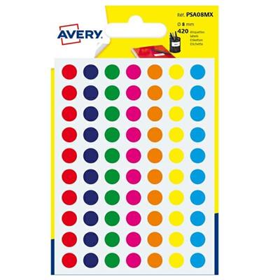 Etichetta in busta Avery ø8 colori misti 70xfg 6fg