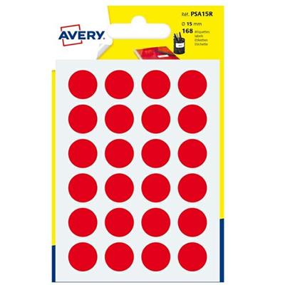 Blister 168 etichetta adesiva tonda PSA rosso d.15mm Avery