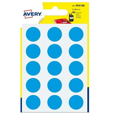 Blister 90 etichetta adesiva tonda PSA blu Ã˜19mm Avery