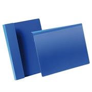 Busta identificazione c/aletta pieghevole aggancio A4 blu 50pz