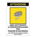 Cartello segnaletico in alluminio area videosorvegliata 30X20