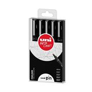 Astuccio Pin fineliner nero 5 gradazioni assortiti Uni Mitsubish