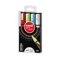 Busta 4 marcatore a gesso liquido UNI CHALK p.tonda col.assortit