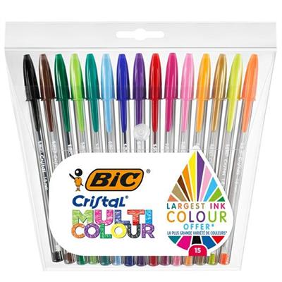 Scatola 15 penne sfera Cristal Multicolor 1,6mm ink ass. Bic
