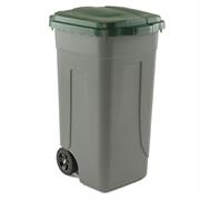 Bidone mobile Cento 100Lt grigio c/coperchio verde per raccolta