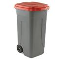 Bidone mobile Cento 100Lt grigio c/coperchio rosso per raccolta