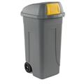 Bidone mobile Cento Push 100Lt grigio c/coperchio giallo per rac