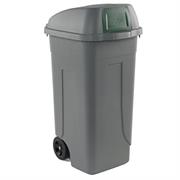 Bidone mobile Cen Push 100Lt grigio c/coperchio verde per raccol