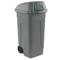 Bidone mobile Cen Push 100Lt grigio c/coperchio verde per raccol