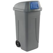 Bidone mobile Cento Push 100Lt grigio c/coperchio blu per raccol