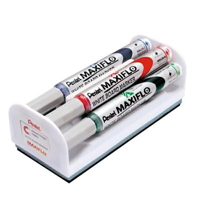 Cancellino magnetico Pentel Maxiflo + 4 pennarelli ass. p. tonda