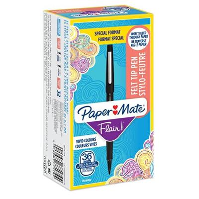 Value pack 30+6 pennarello Flair nylon nero punta 1.1mm Papermat