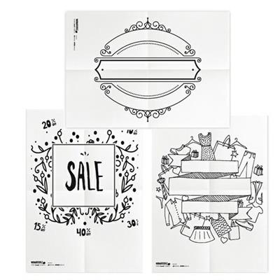Set 3 stencil su foglio A2 a tema SCONTI Securit