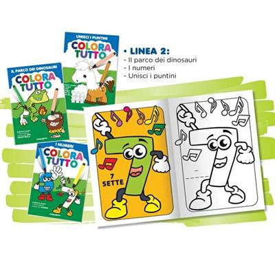 Album da colorare 24 facciate tema Dinosauri e numeri Blasetti