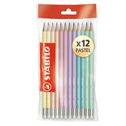 Blister 12 matite grafite c/gommino HB fusto in 6 colori pastel