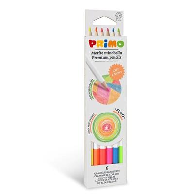 Astuccio 6 matite Minabella diam. 3,8mm colori fluo assortiti PR