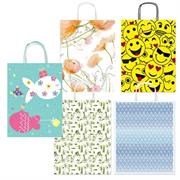 Shopper carta kraft c/manici in carta ritorta 16x21x8cm fantasie