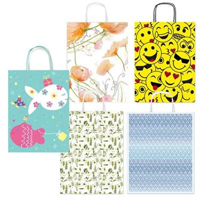 Shopper carta kraft c/manici in carta ritorta 36x41x12cm fantasi