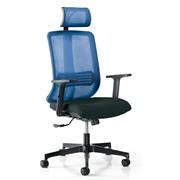 Poltrona ergonomica Vertigo Blu/Nero No FLAME con poggiatesta e