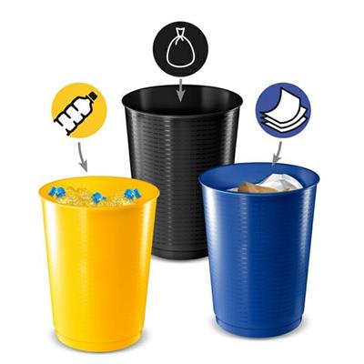 Set 3 Cestini raccolta differenziata 40Lt giallo-blu-nero 1333 C