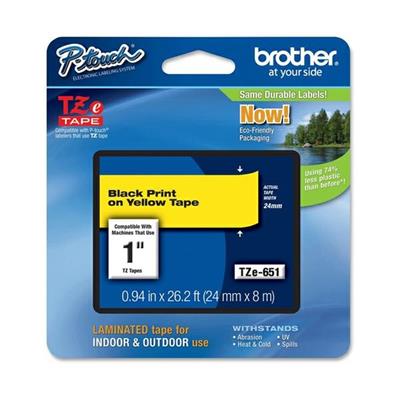 Nastro etich. brother tze-651 24mm nero/giallo