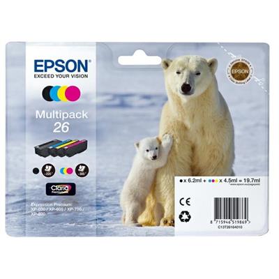 MULTIPACK 26 N.4 CARTUCCE SERIE 26/ORSO POLARE NERO CIANO MAGENT