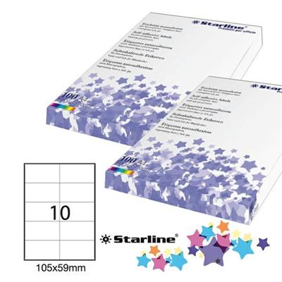 Etichetta adesiva bianca 100fg A4 105x59mm (10et/fg) STARLINE