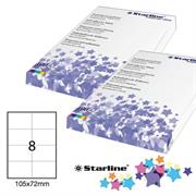 Etichetta adesiva bianca 100fg A4 105x72mm (8et/fg) STARLINE