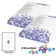 Etichetta adesiva bianca 100fg A4 105x74mm (8et/fg) STARLINE
