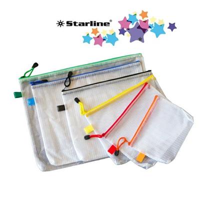 Busta pvc a rete A5 20x25 con zip gialla STL7310 Starline