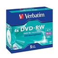 SCATOLA 5 DVD-RW JEWEL CASE 4X 4.7GB 120MIN. SERIGRAFATO