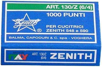 Punti cucitrice zenith 130/Z passo 6/4 ZINCATI 1000pz