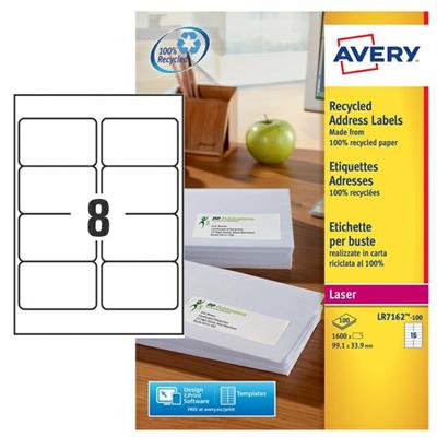 Etichette in carta riciclata bianca - 99,1x67,7mm - Laser - 100