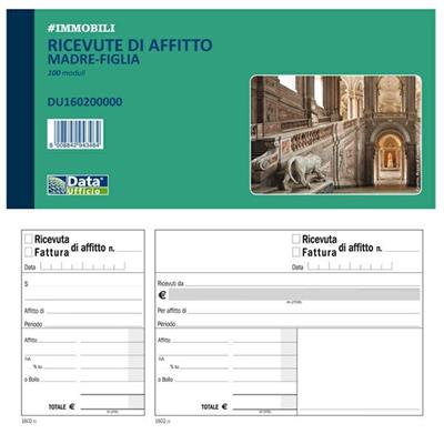 Blocco 100 ricevute/fatture di affitto madre-figlia 10x21,5cm DU