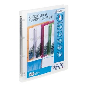 Racc.4 anelli 15mm Lumina A4 personalizzabile trasparente