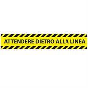 Conf. 5 adesivi da terra L45xH8cm ATTENDERE DIETRO LA LINEA_