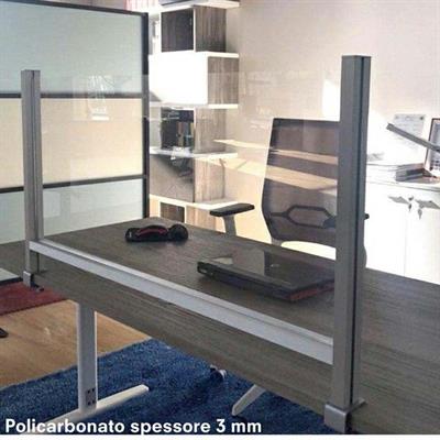 Schermo protettivo da scrivania H60xL82cm con morsetto alluminio