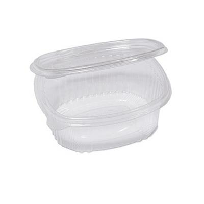 Pack 50 contenitori ovali in PET con coperchio incernierato 14x1