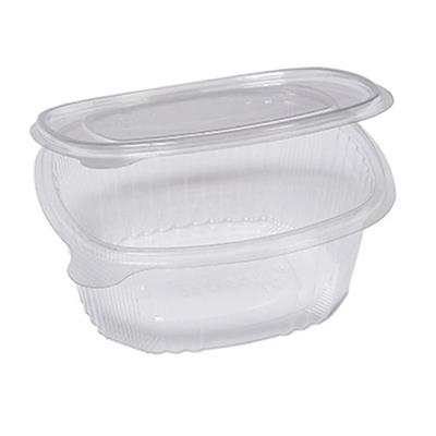 Pack 50 contenitori ovali in PET con coperchio incernierato 16x1