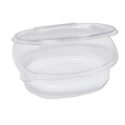 Pack 50 contenitori ovali in PET con coperchio incernierato 18x1