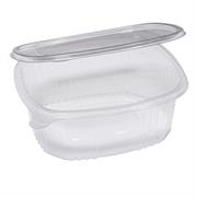 Pack 50 contenitori ovali in PET con coperchio incernierato 22,5