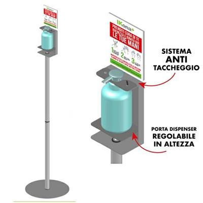 Piantana da terra con supporto per dispenser regolabile